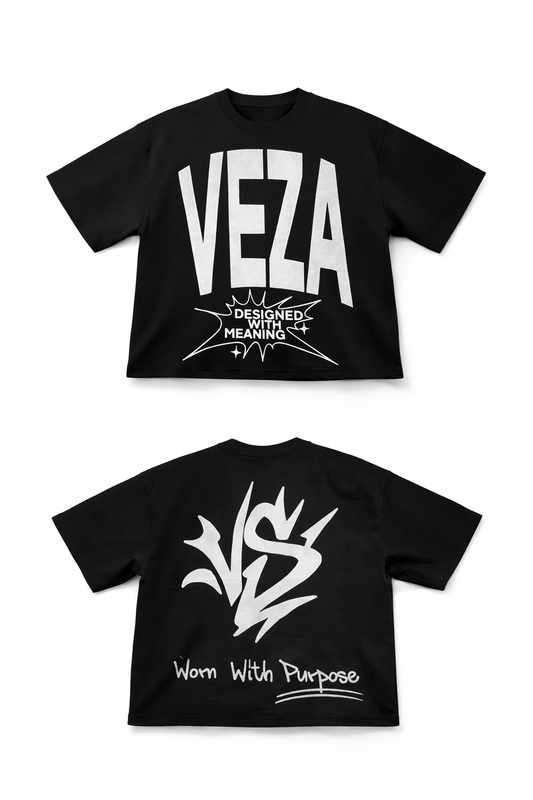 Black multi logo oversized tee