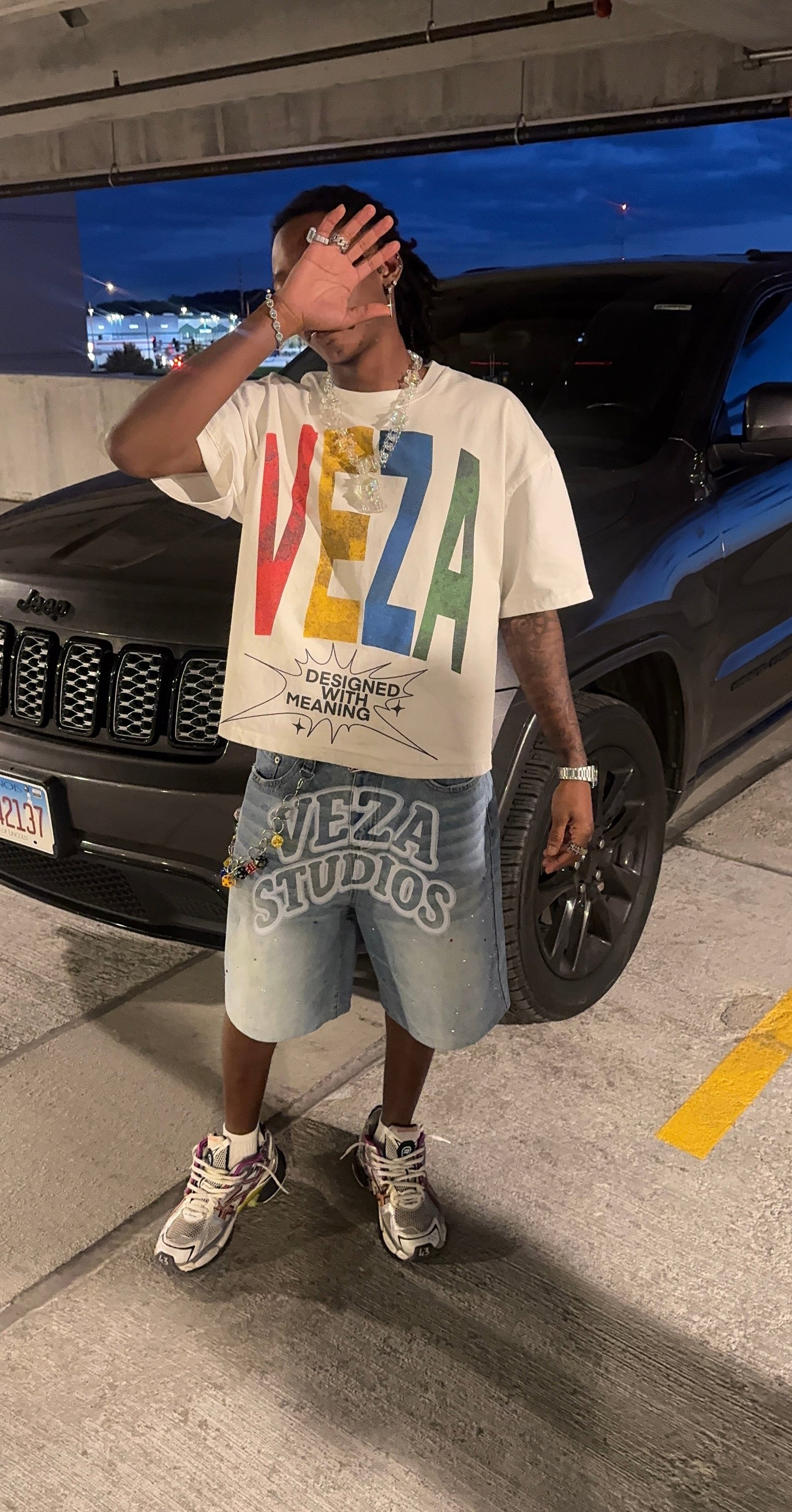 Multi-logo oversized tee